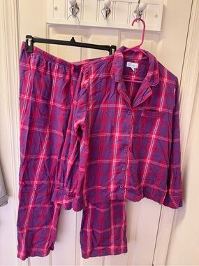 Pajamagram women’s 100% cotton flannel purple and red plaid pajama set